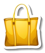 Бесплатное векторное изображение Желтая наклейка на сумку на белом фоне